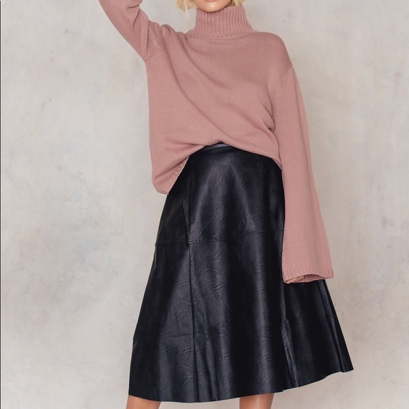 Forever 21 Faux leather midi Skirt A-Line - Picture 2 of 2